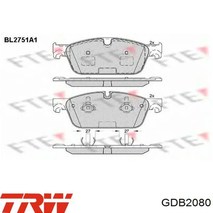 Тормозні колодки TRW GDB2080