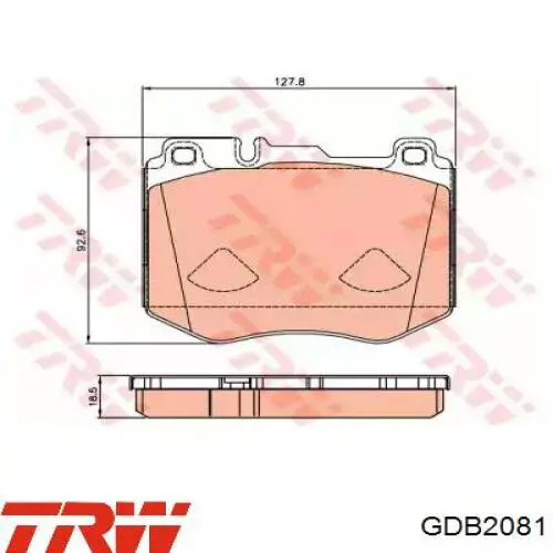 Купити GDB2081 TRW Колодки гальмівні передні, дискові