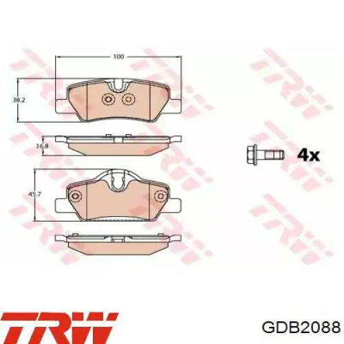 Задні гальмівні колодки TRW GDB2088 ціна, від 41.26 USD
