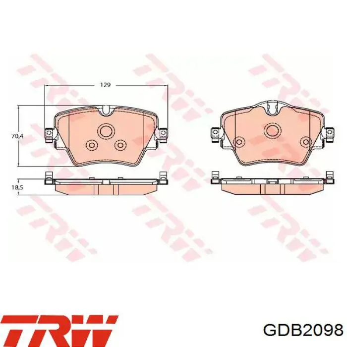 Колодки гальмівні передні, дискові GDB2098 TRW