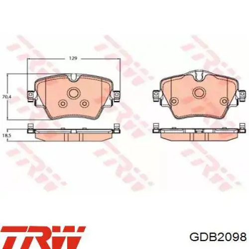 Передні тормозні колодки GDB2098 TRW
