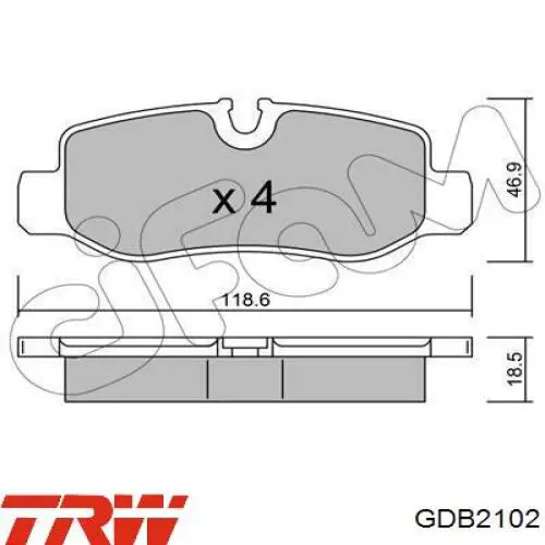 Задні гальмівні колодки GDB2102 TRW