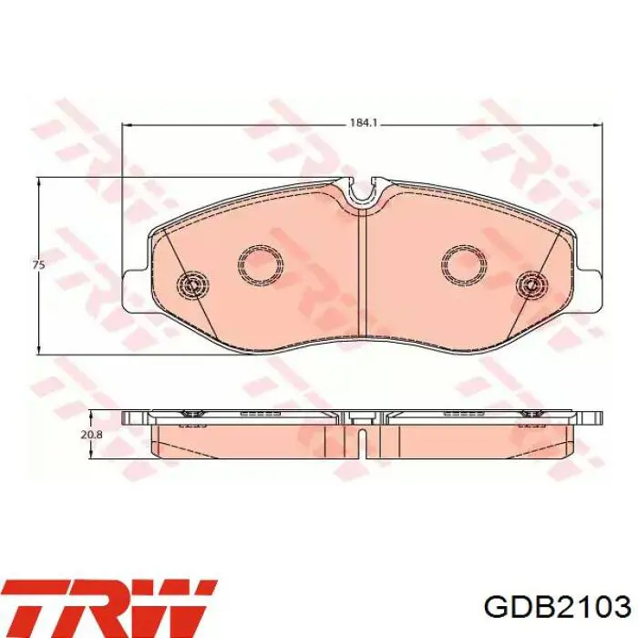 Купити GDB2103 TRW Колодки гальмівні передні, дискові