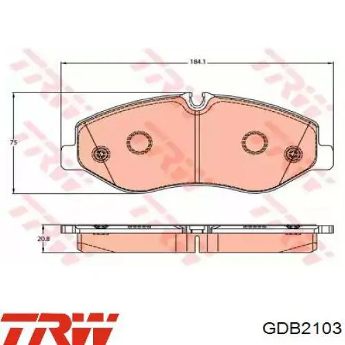 Гальмівні колодки TRW GDB2103 ціна, від 38.33 USD