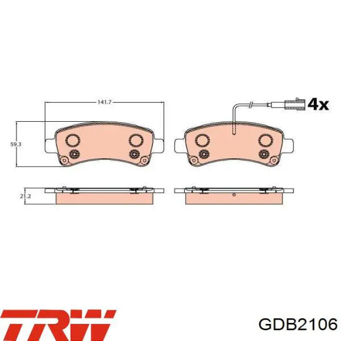 Купити GDB2106 TRW Задні колодки