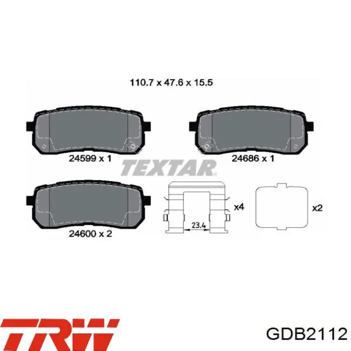 Купити GDB2112 TRW Задні колодки