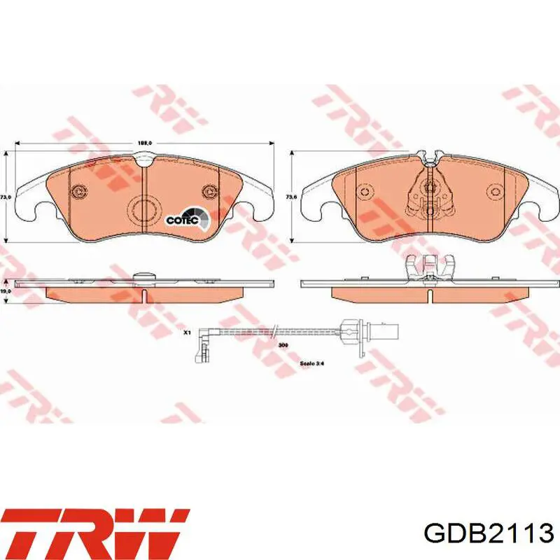 Передні тормозні колодки GDB2113 TRW