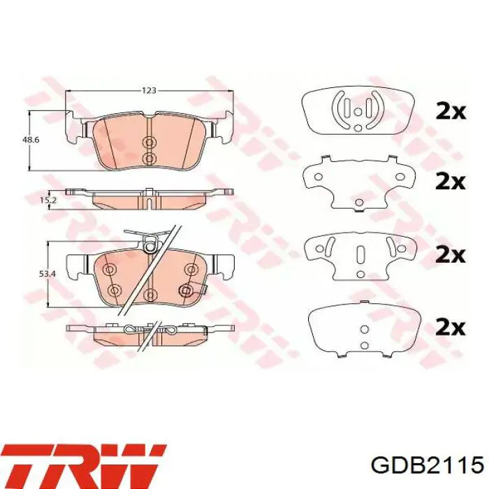 Задні гальмівні колодки TRW GDB2115 ціна, від 40.46 USD