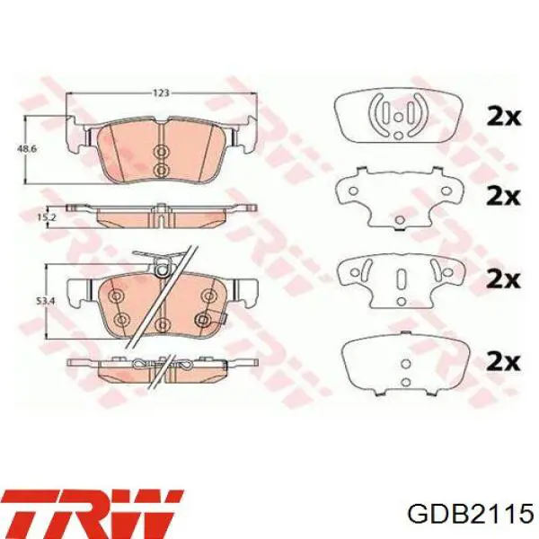 Купити GDB2115 TRW Задні колодки