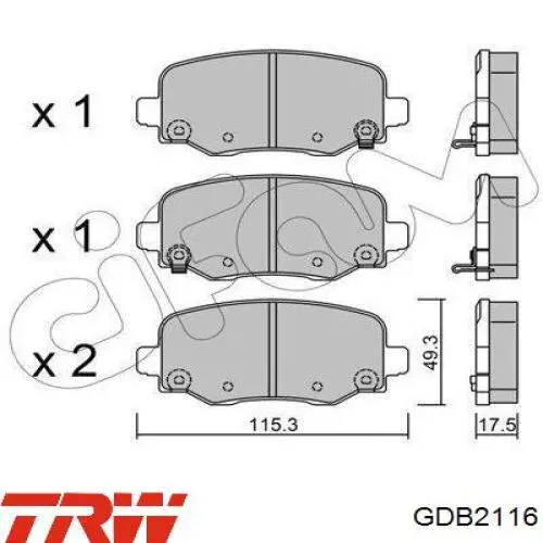 Задні гальмівні колодки K2AMV4101AB Fiat/Alfa/Lancia