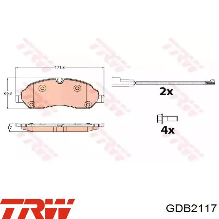 Гальмівні колодки TRW GDB2117 ціна, від 56.12 USD
