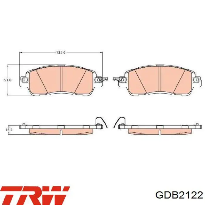 GDB2122 TRW колодки гальмівні передні, дискові