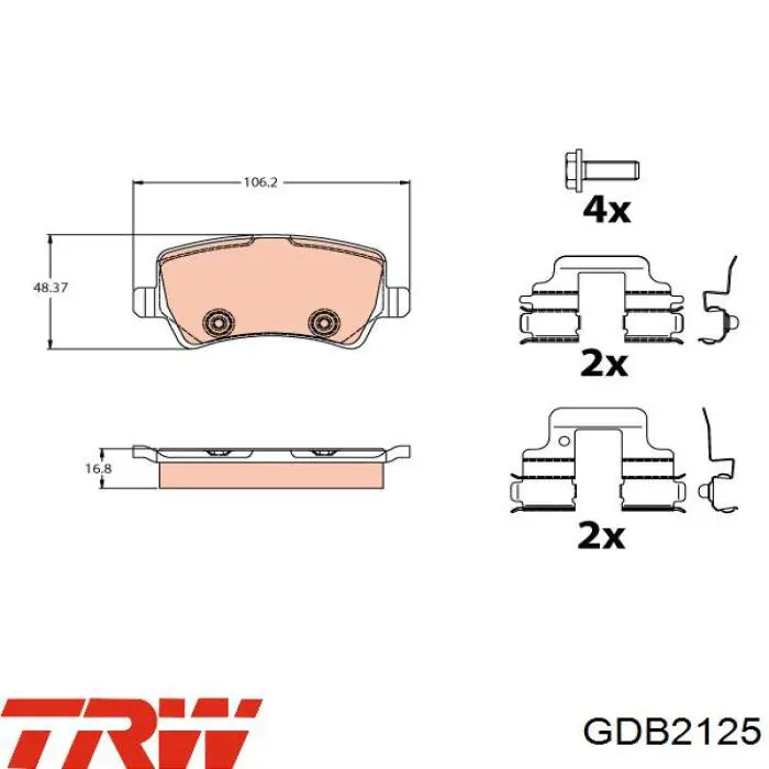 Задні гальмівні колодки TRW GDB2125 ціна, від 41.26 USD