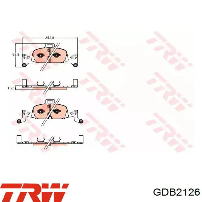 Колодки гальмівні передні, дискові GDB2126 TRW