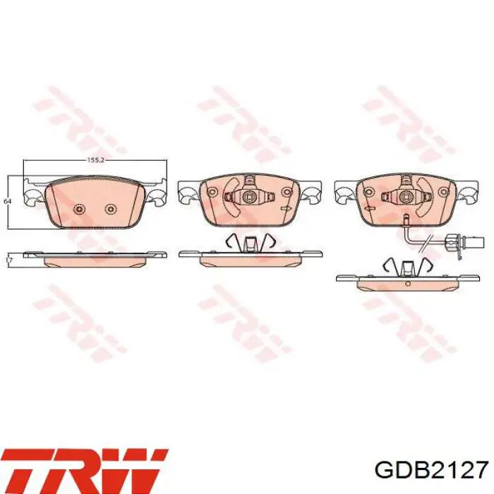 Колодки гальмівні передні, дискові GDB2127 TRW