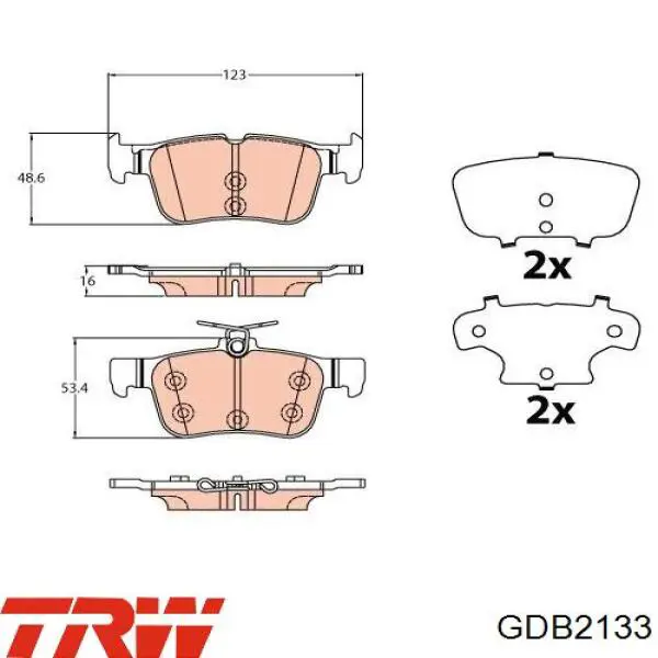 GDB2133 TRW колодки гальмові задні, дискові