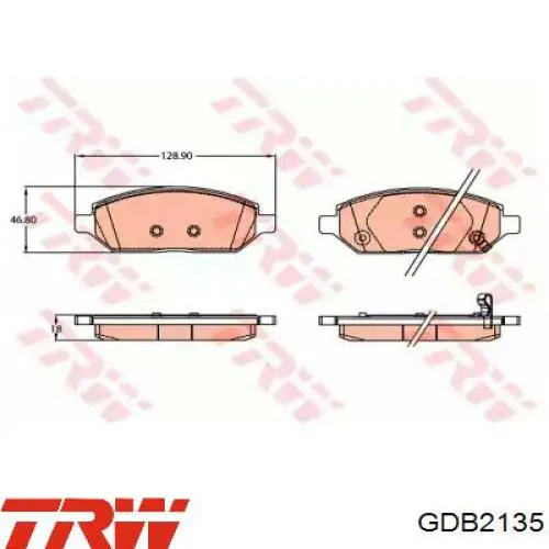 Купити GDB2135 TRW Колодки гальмівні передні, дискові