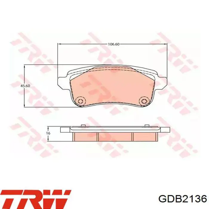 Купити GDB2136 TRW Задні колодки