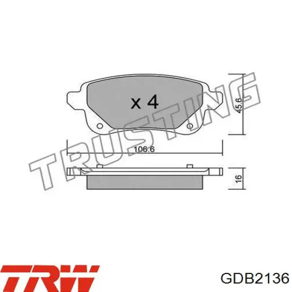 Задні гальмівні колодки TRW GDB2136 ціна, від 23.56 USD