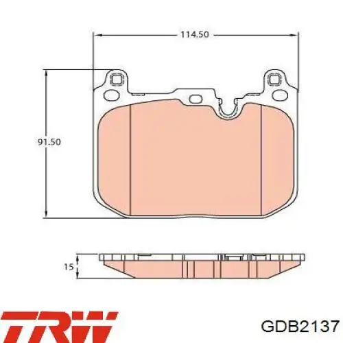 Купити GDB2137 TRW Колодки гальмівні передні, дискові