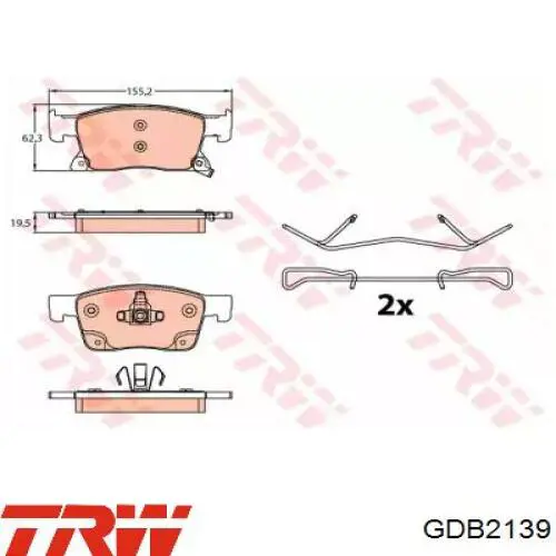 Передні тормозні колодки GDB2139 TRW