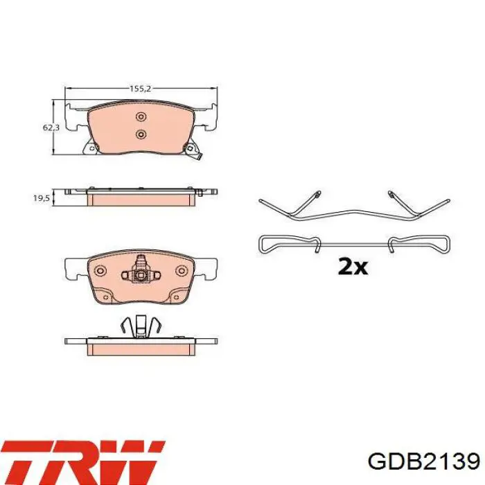 Гальмівні колодки TRW GDB2139 ціна, від 37.46 USD