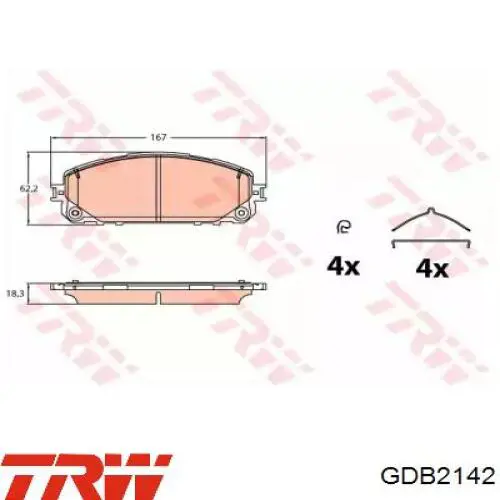 Гальмівні колодки TRW GDB2142 ціна, від 70.97 USD