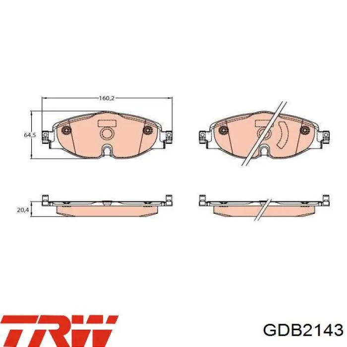 Колодки гальмівні передні, дискові GDB2143 TRW