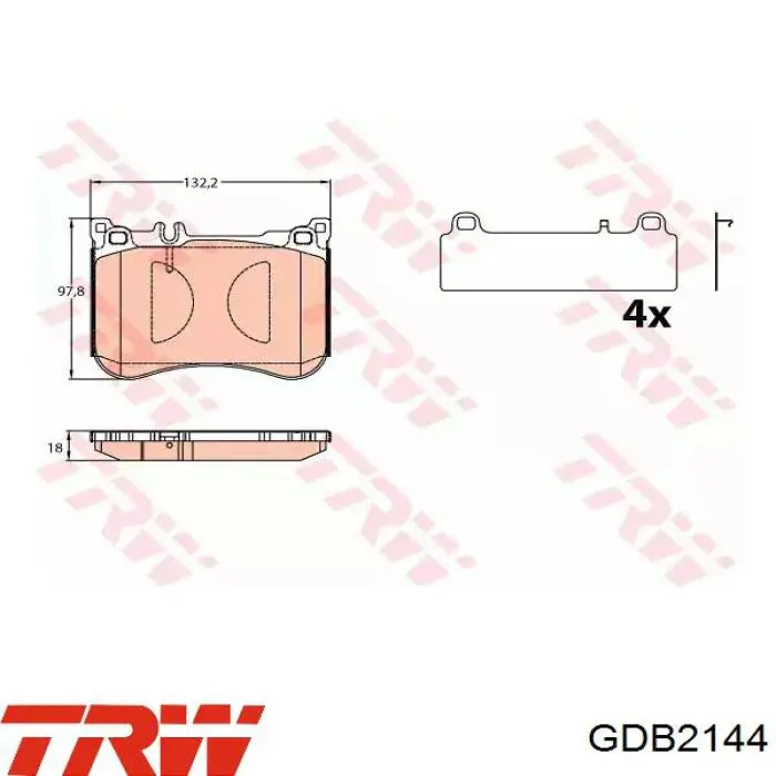Купити GDB2144 TRW Колодки гальмівні передні, дискові