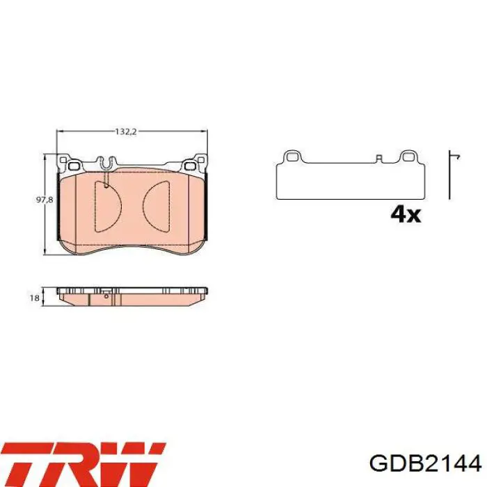 Колодки гальмівні передні, дискові GDB2144 TRW