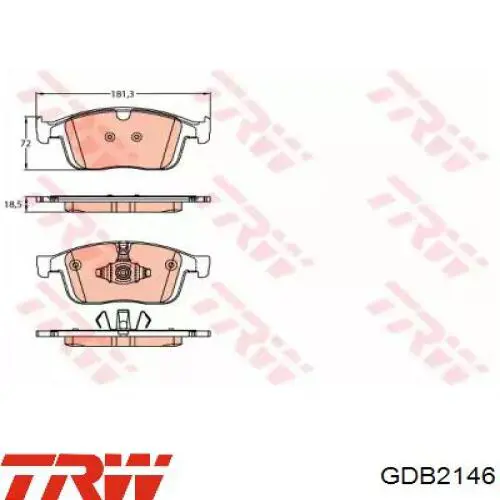 Колодки гальмівні передні, дискові GDB2146 TRW