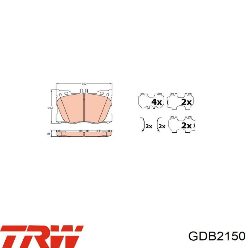 Купити GDB2150 TRW Колодки гальмівні передні, дискові