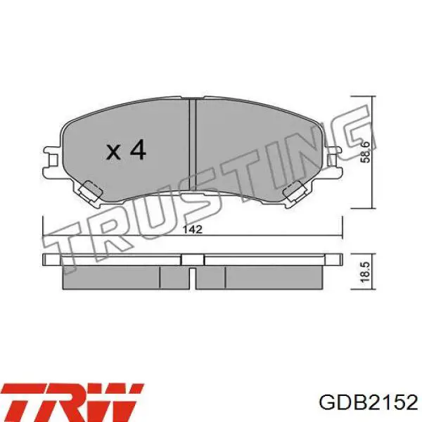 Передні тормозні колодки GDB2152 TRW