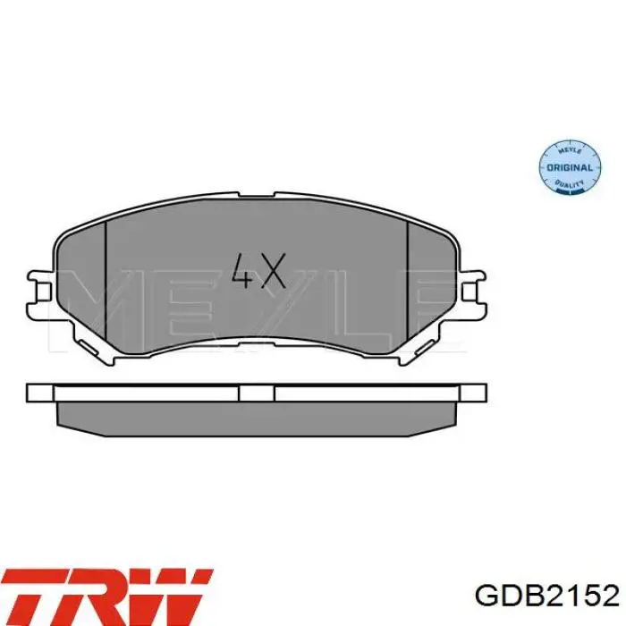 Купити GDB2152 TRW Колодки гальмівні передні, дискові