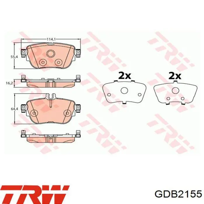 GDB2155 TRW Передні гальмівні колодки
