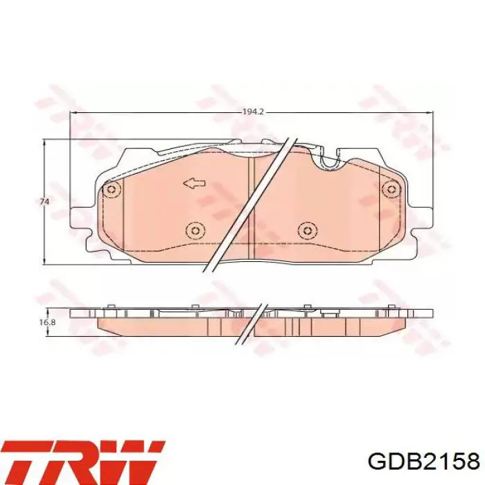 Колодки гальмівні передні, дискові GDB2158 TRW