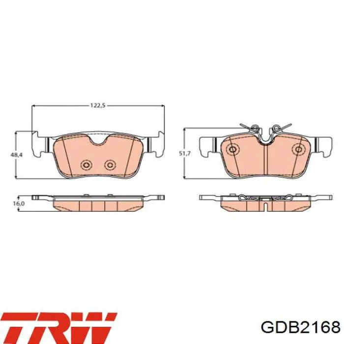 GDB2168 TRW колодки гальмові задні, дискові