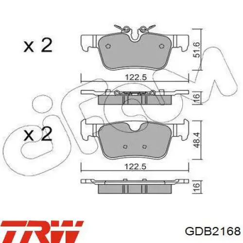 Купити GDB2168 TRW Задні колодки