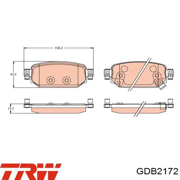 Колодки гальмові задні, дискові GDB2172 TRW