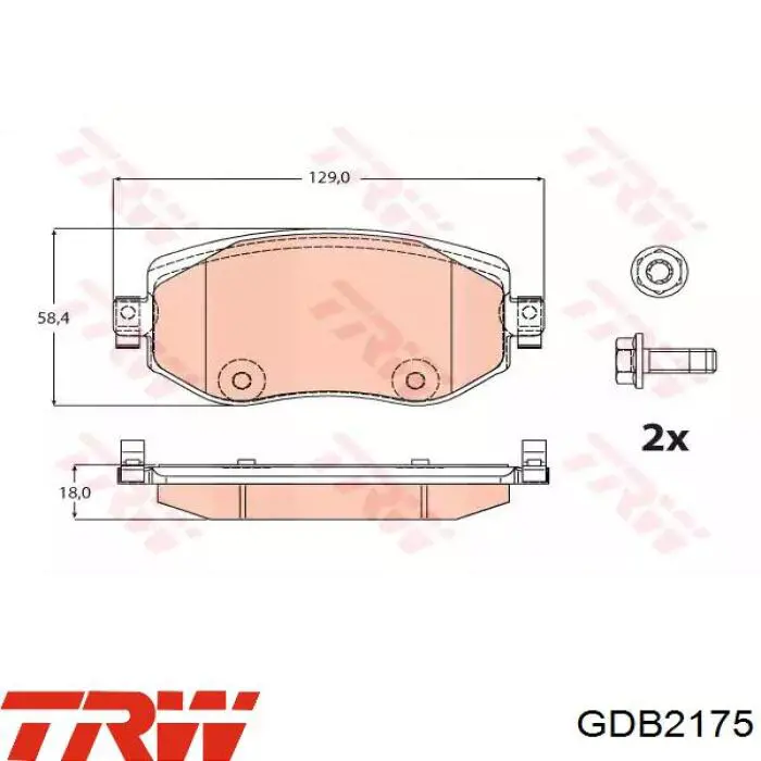 GDB2175 TRW Передні гальмівні колодки