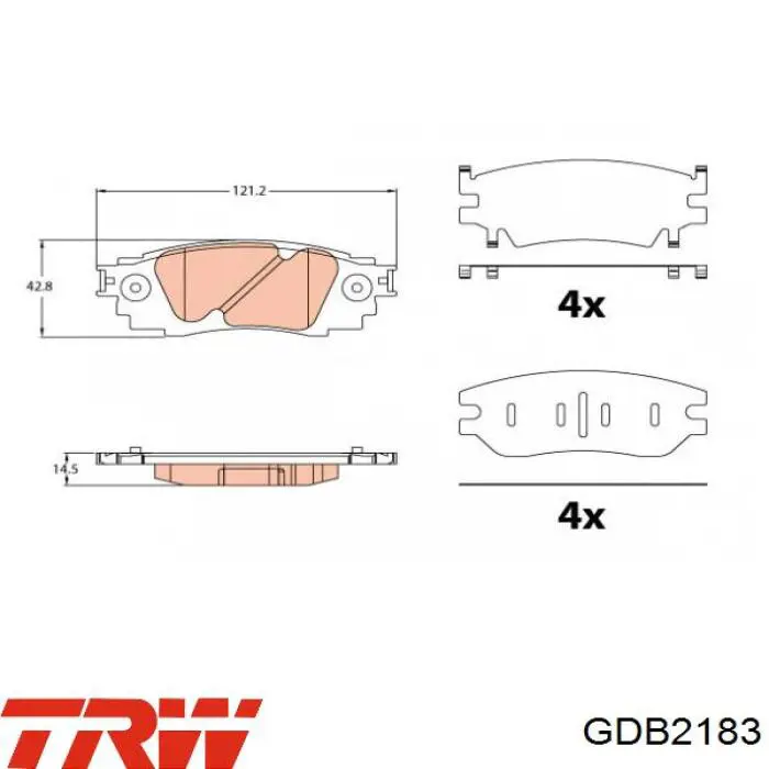 Купити GDB2183 TRW Колодки гальмівні передні, дискові