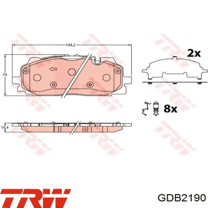 Колодки гальмівні передні, дискові GDB2190 TRW