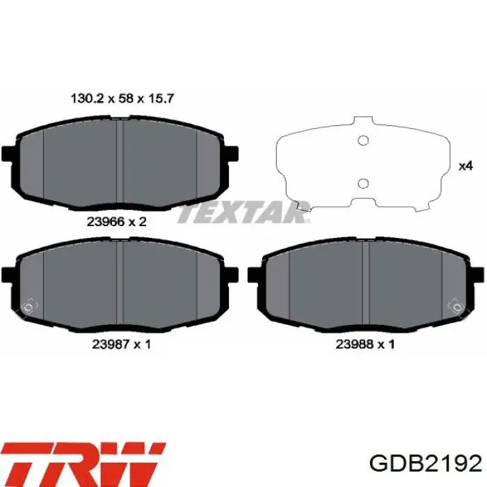 Гальмівні колодки TRW GDB2192 ціна, від 29.90 USD