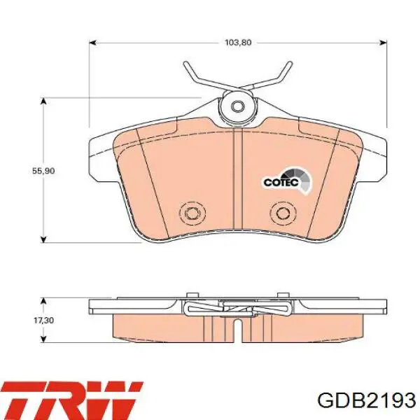 Купити GDB2193 TRW Колодки гальмівні передні, дискові