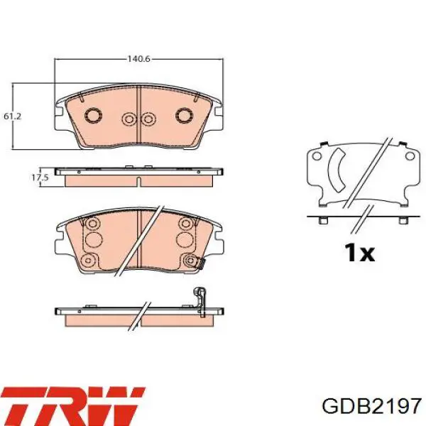 Купити GDB2197 TRW Колодки гальмівні передні, дискові