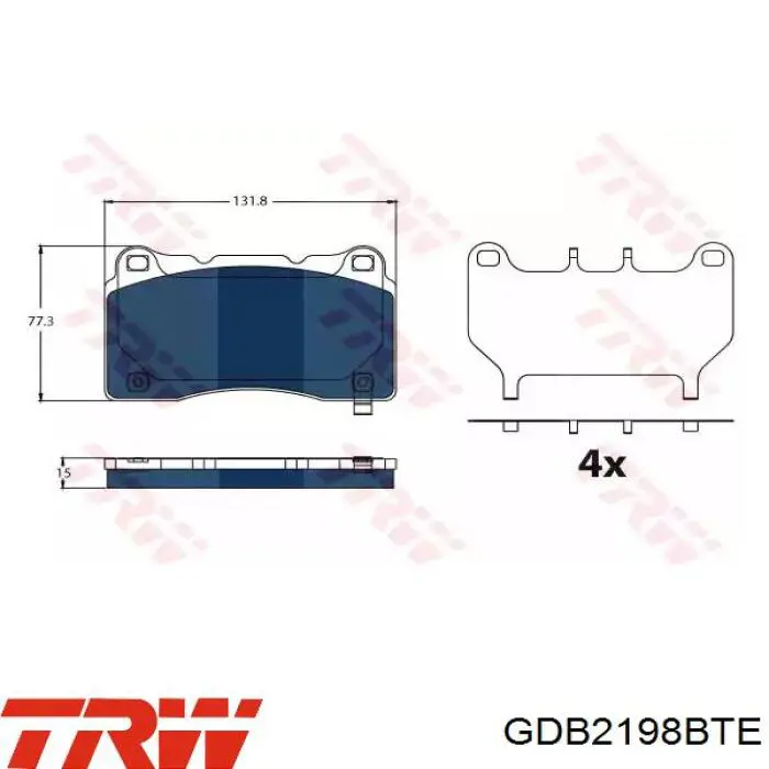 Купити GDB2198BTE TRW Колодки гальмівні передні, дискові