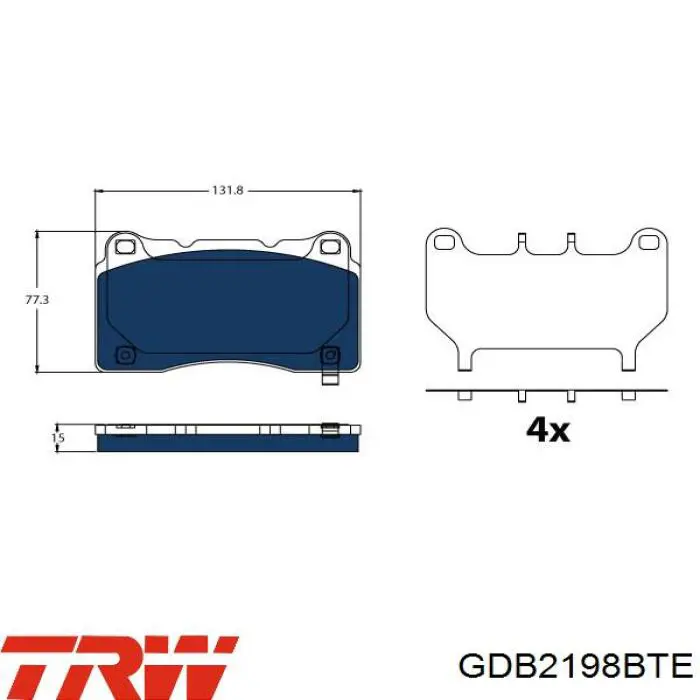 Колодки гальмівні передні, дискові GDB2198BTE TRW