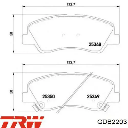 GDB2203 TRW Передні гальмівні колодки