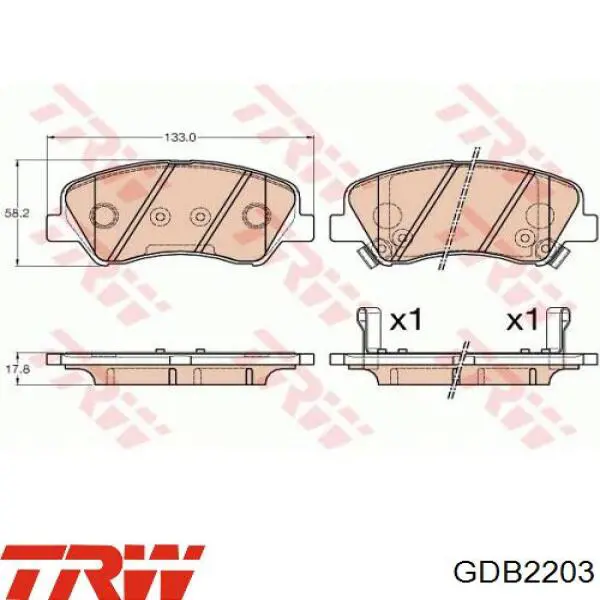 Купити GDB2203 TRW Колодки гальмівні передні, дискові