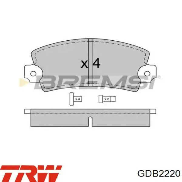 Колодки гальмівні передні, дискові GDB2220 TRW